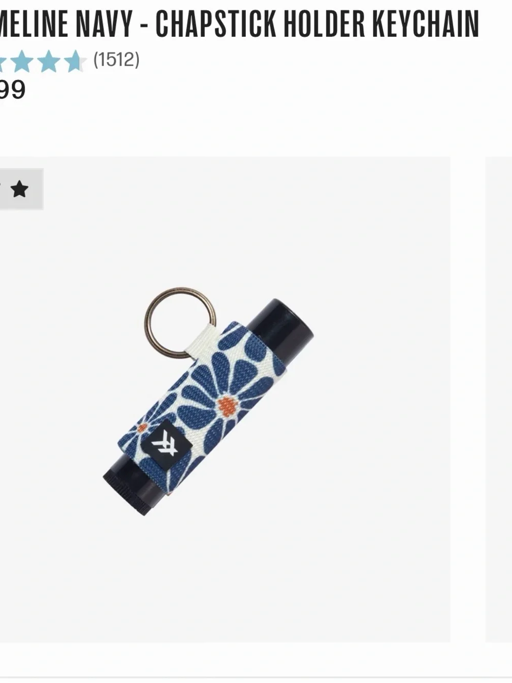 Navy Floral Elastic Card Wallet with Key Ring, wrist lanyard and lip balm cover